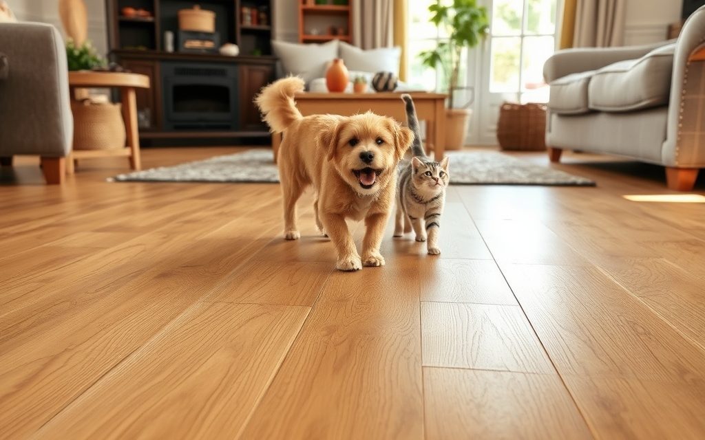 Podłoga drewniana w domu ze zwierzętami: jak wybrać gatunek i wykończenie odporne na zarysowania i wilgoć